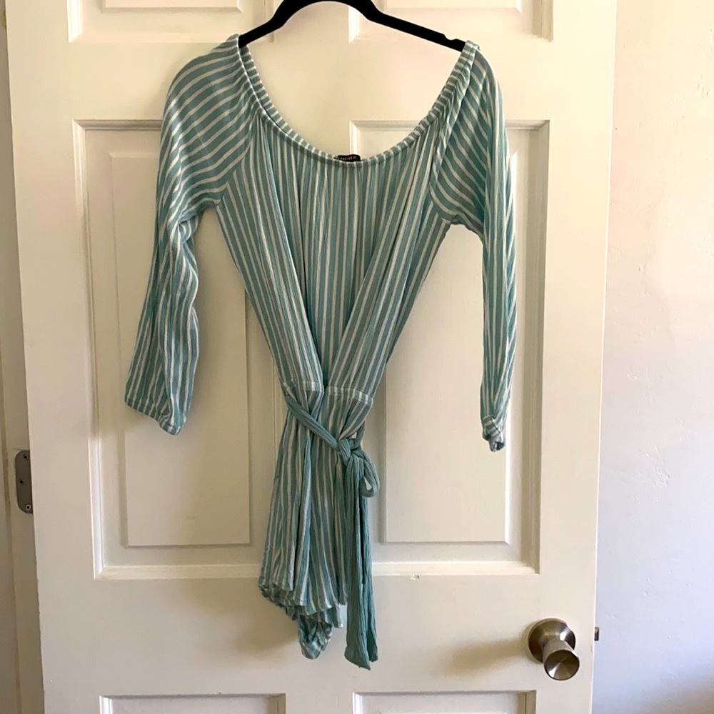 Blue and white romper